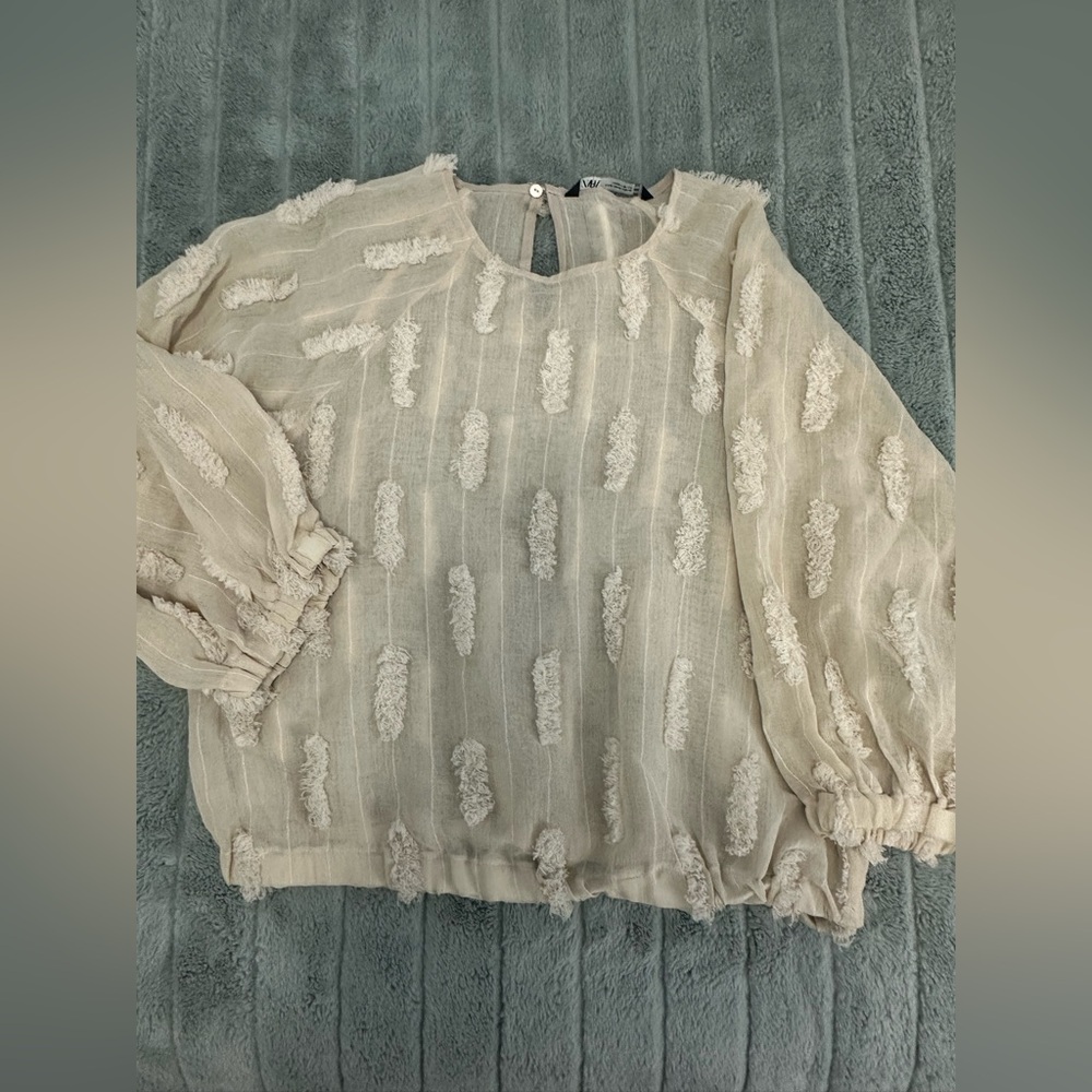 Zara Cream Textured Blouse